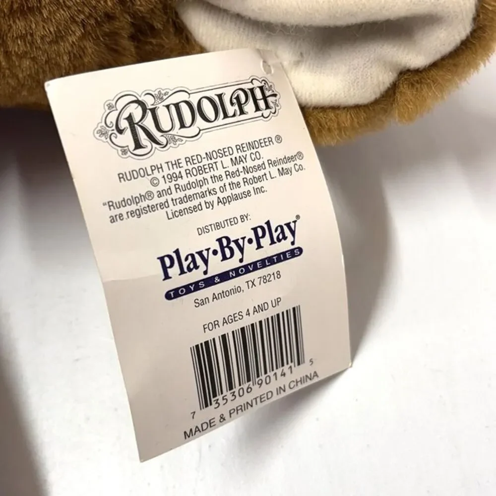 Vintage 1994 Rudolph The Red Nose Reindeer Plush By Play by Play - NEW with Tags